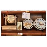 Decorative Heart Mirror and Winter Scene Plates
