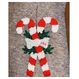 Vintage Melted Plastic popcorn Candy Cane Decor
