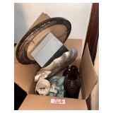 Decorative Assortment: Mirror, Tray, and Glassware
