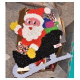 Vintage Melted Plastic popcorn Santa Sleigh Decor