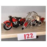 Set of 2 Red Harley-Davidson Miniature Motorcycles