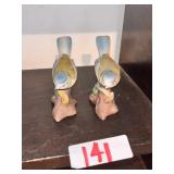 Pair of Porcelain Blue Tit Bird Figurines