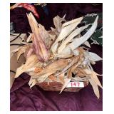 Decorative Woven Basket with Dried Decorative Corn