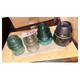 Set of Four Vintage Glass and Ceramic Insulators