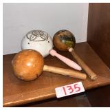 Set of Three Decorative Hand Percussion Maracas