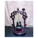 Cloisonne Floral Bell on Wood Stand