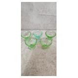 Lot of 5 Uranium Glass Cups Good Green Glow