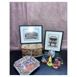 Asian inspired decor lot with jewelry box
