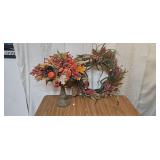 Large Fall Autumn Decor Set Wreath Vase