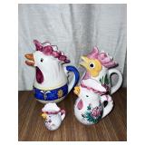 Italian hand-painted rooster hen pottery