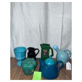 Vintage Colored Galss and pottery