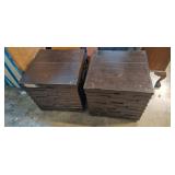 Pair of 2 Wooden Geometric Storage Cubs