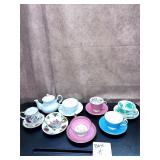Large Teacup Lot with mini tea pot