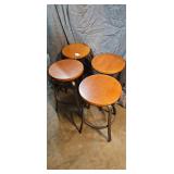 Lot of 4 Screw Top Adjustable Wood Stools