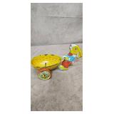 Vintage Tin Litho Bunny pulling Egg Cart