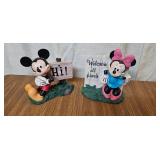 Lot of 2 Disney Mickey and Minnie Welcome Signs