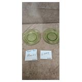 Lot of 2 Uranium Glass Plates Good Green Glow
