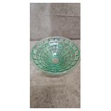 Large Beveled Uranium Glass Bowl Good Green Glow