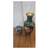 Lot of 2 Cloisonne Vase and Ginger Jar