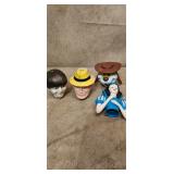 Various Vintage soap Bottle and Puppet Heads