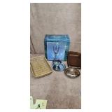 Decor Lot Basket Chalice Metal Plates