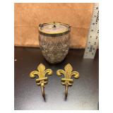 Decor Lot - Brass Fleur De-lis plu glass decanter