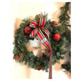 CHRISTMAS WREATH AND 2 GARLANDS