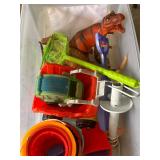 BOX OF SAND TOYS AND LOADS OF DINOSAURS