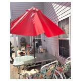 PATIO SET - TABLE,4 CHAIRS, UMBRELLS, STAND