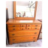VINTAGE MAPLE CHEST AND MIRROR - FORMICA TOP