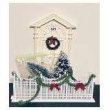 BYERS CHOICE DOOR, TREES AND 2 FENCE PROPS