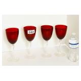 SET OF 4 RED CRYSTAL WINE GLASSES - W MARK