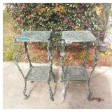 PAIR OF VERDI GREEN IRON PLANT STANDS 27X11