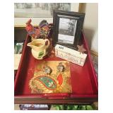 RED TRAY, ROOSTER, FRAME, APPLE CREAMER,ETC