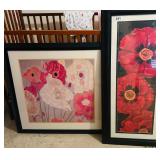 2 POPY PRINTS - BLACK FRAMES -24X24,21X45