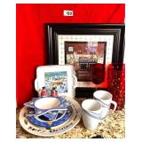 VILLEROY & BOCH PLATE,MISC CHRISTMAS, CUPS,ETC