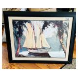 LOVELY SAILBOAT PRINT FRAMED WALL ART