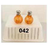 VINTAGE MOUTH BLOWN GLASS SALT & PEPPER
