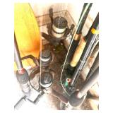 WOODEN PADDLE, GROUP OF FISHING POLES