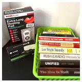 BOOKS, EXTRA LONG HEATING PAD, VIZR DISPLAY