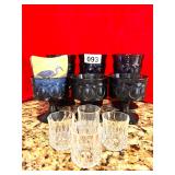 VTG 6 NORITAKE SPOTLIGHT BLUE GLASSES 3 WINE,3 SHB
