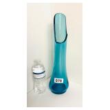 MCM LE SMITH PEACOCK BLUE SWUNG GLASS VASE