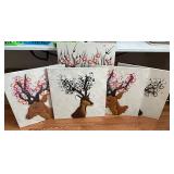 NEW SET OF 5 DEER ART - BOLD,BRIGHT, COLORFUL