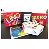 UNO,RACKO,SUDOKU,BENDOMIONS, YAHTZEE