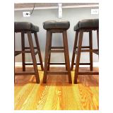 SET OF 3 SADDLE STOOLS - BROWN SEATS-28 INCHES