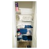 CLOSET FULL - TOWELS, RUGS,MIRROR, SCALES,ETC