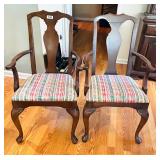 PAIR OF QUEEN ANN MAHOGANY VINTAGE ARM CHAIRS