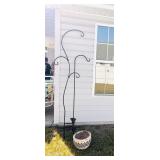 SHEPHERDS HOOKS AND POTTERY PLANTER