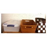 STORAGE BASKETS AND PLASTIC BIN