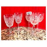 NO MARKS CRYSTAL - 5 WINE GLASSES -